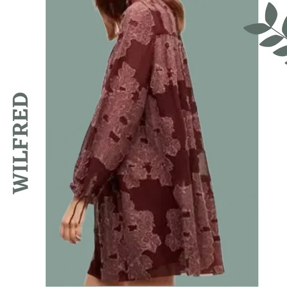 Wilfred Lace Overlay Mini Dress Silk Trim Romantic Burgundy Small - Picture 4 of 14